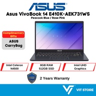 ASUS E410K-AEK732WS Rose Pink / Peacock Blue N4500 Intel UHD 8GB DDR4 512GB SSD 14.0" HD W11 2Y OPI 