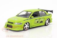 (I LOVE 樂多) 日本進口 玩命關頭 MITSUBISHI LANCER EVOLUTION 1：24 合金模型車