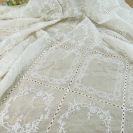 Tencel Embroidery Hollow Fabric Retro Milk Silk Embroidery Fabric Silk Embroidery French Plaid Cloth