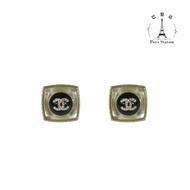【巴黎站二手名牌專賣店】＊現貨＊CHANEL 香奈兒 真品＊經典壓克力雙C LOGO 水鑽鑲飾透明感方型穿式耳環