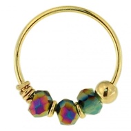 Aqua Porcelain 9K Gold Bead Nose Ring