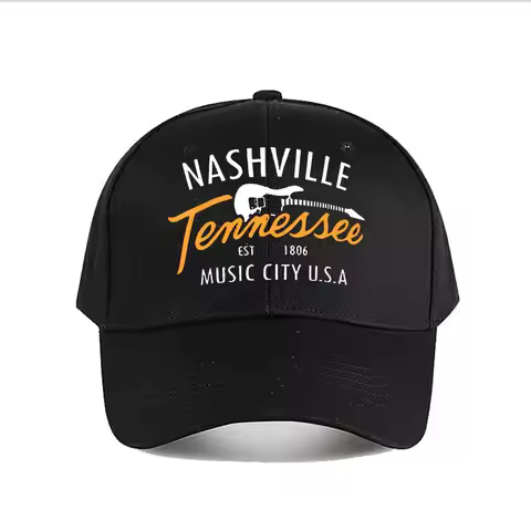 Nashville Tennessee Music City Guitar Baseball Cap Fashion Men Sunhat Women's Outdoor Sports Snapbac
