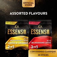 LOR Essenso Microground Instant Coffee 3 in 1 Smooth Aromatic/ 2 in 1 Coffee & Creamer (20 Sticks)