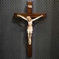 Catholic Hanging Cross Teak Wood Finishing Sono Antique Corpus Line 35cm Jesus Corpus Wall Cross Dis