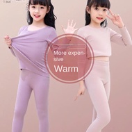 Children's velvet unmarked boys' and girls' thermal underwear set with plush baby febrile warm cloth