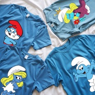 Family Tshirt Smurf  Set Family Baju 100%Cotton For Holiday Baju Family Day baju Sedondon