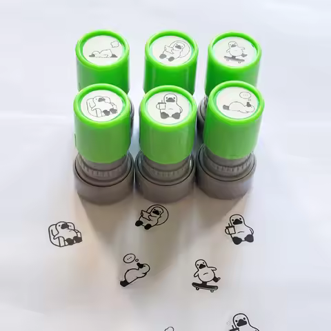 6 Duck Duck Combination Stamp Skateboard Duck Reading Thinking Duck Fun Carto Duck Pattern Stamp