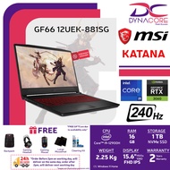 MSI GF66 12UEK-881SG 9S7-158332-881 (i9-12900H | 16GB | 1TB SSD | RTX3060-6GB | 15.6" FHD 240Hz | WIN 11 HOME) 2Yrs