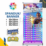 Cetak Spanduk Banner Diamond Mobile Legend Ungu MMT Spanduk Custom 60x160