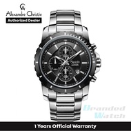 [Official Warranty] Alexandre Christie 6141MCBTBBA Men's Black Dial Stainless Steel Strap Watch