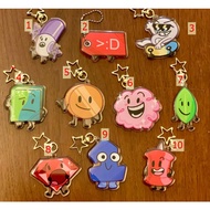 BFDI Keychains - 2.5" Acrylic - Marker, Pricetag, Nine, Book, Coiny, Puffyball, (Evil) Leafy, Ruby, 