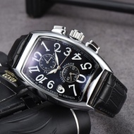 Franck Muller New Product Two-Eye Square Box Two-Eye Dial Quartz Movement Commercial Watch with Genuine Leather Strap