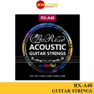 【The Rose】RX-A40 Set Acoustic Guitar String Rainbow Colorful / Tali Gitar Akustik / Kapok String