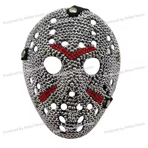 Hip Hop High Quality Microencrusted Zircon Solid Chainsaw Fright Jason Ball Mask