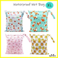 [XL Size 45*40CM] Waterproof Wet bag Baby Toddler Kids diaper wetbag (Double Zipper)