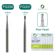 PRIMA WAVE Dental Burs Tungsten Carbide Pear Head Bur Dental Drill Type FG330/331 for High Speed