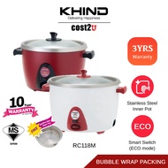 [Free Bubble Packing] Khind 1.8L Anshin Rice Cooker | RC118M (Porridge Cooker Food Steamer Periuk Na