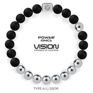 Power Ionics New Vision Series Vòng Tay Hạt Bạc Bằng Thép 316 Silicon Màu Đen Khỏe Mạnh Vòng Tay Đàn