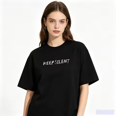 Kpop Star Same T-shirt BACK Letter KEEP SILENT Printe 2N1Shirt Pullovers Women Men Korean Style Summ