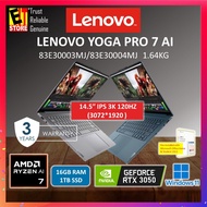 Lenovo Laptop Yoga Pro 7 AI (RYZEN 7-8845HS/16GB/1TB /RTX3050 6GB /14.5" 3K 120HZ IPS/OFF H&S/W11/BA