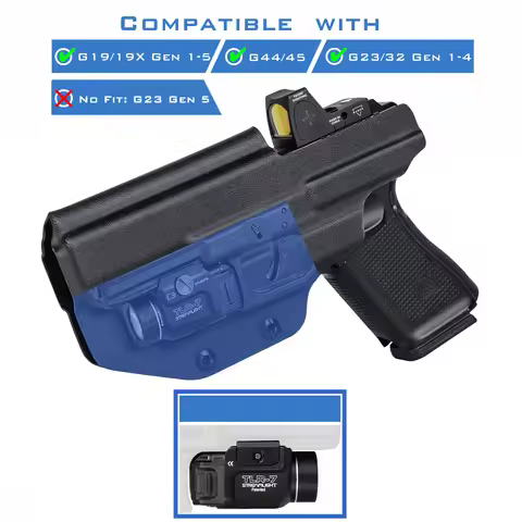IWB Kydex Holster for Glock 19 19X 23 25 32 44 45 w/ Streamlight TLR-7 7A 7X Tactical Flashlight Opt