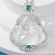 White Ice Sterling Silver Women's Pendant Buddha Gong Sweater Chain High Ice Ice Seed Diamond Big Be