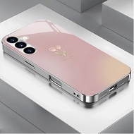 tulip 09 Luxury Plated Frame Glass Phone Case For Samsung Galaxy S22 S23 S24 S25 S26 Ultra A22 A23 A