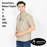 KEMEJA Plain Adult Shirt Cream Color/Ivory Short Sleeve Men's Plain Shirt Ivory Color