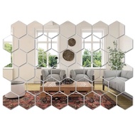 10pcs Mirror Hexagon Wall Decor DIY Cermin Hexagon Hiasan Dinding