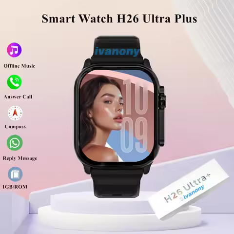 New Amoled H26 Ultra Plus Smart Watch 1GB Memory Support Whatsapp Reply Compass Offline Music Series