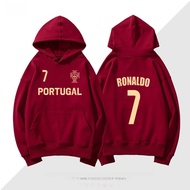 เสื้อฮู้ดบุขนแกะ 7 ของ Cristiano Ronaldo ของ Real Madrid ฤดูใบไม้ผลิและฤดูใบไม้ร่วง เสื้อผ้าฝึกฟุตบอ