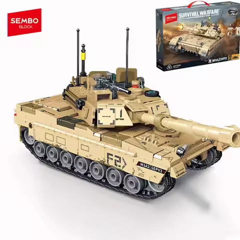 SEMBO BLOCK USA Military M1A2 Abrams Main Battle Tank Building Blocks MOC WW2 Weapon Bricks Toys For