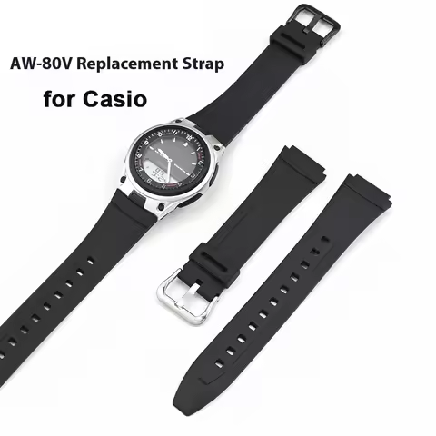 Rubber Resin Strap for Casio AW-80 AW-82 Electronic Watch Band Men Women Black Convex Waterproof Spo