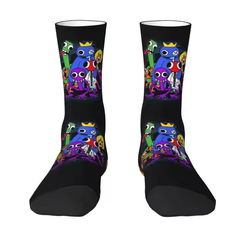 Custom Rainbow Friends Video Game Dress Socks for Men Women Warm Fashion Novelty Crew Socks