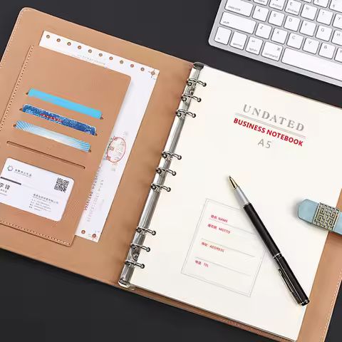 1pc Retro Business Loose-Leaf Notebook Diary Agenda Planner Ring Binder Book A5 B5 Office Accessorie