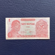 Uang kuno kertas 1 Rupiah Sudirman tahun 1968