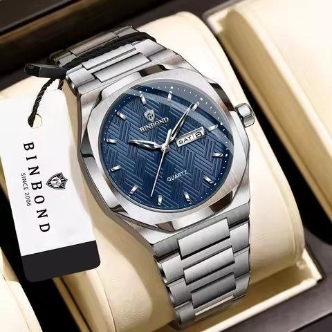 BINBOND Orginal Quartz Watches For Men Luxury Waterproof Regalos Para Hombres Luminous Auto Date Wee