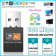 【Fast Delivery】USB Wireless Wifi Adapter 600Mbps 5G Wifi Dongle Dual-Band 2.4G / 5G Hz 802.11 AC Wir