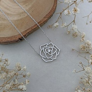 Silver thai Jewelry  สร้อยคอเงินแท้ จี้ดอกกุหลาบ เงินแท้925 เงินแท้ทั้งเส้น ไม่ชุบ  /sterling silver