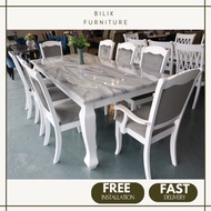 💥 Free Intsall💥- Dining Set | 1+8 Set 1 Meja 8 Kerusi | Set meja makan 8 kerusi | Brawn & White