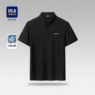 เสื้อโปโลแขนสั้นผู้ชาย HLA เสื้อยืดคอปกพับสำหรับใส่ไปทำงานในช่วงฤดูร้อน วันพ่อ สไตล์ลำลอง ผ้าฝ้ายผสม