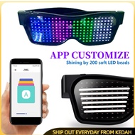 Bluetooth LED Glasses Mix Color Cermin Mata LED Customize App Control LED Glasses USB Charge Bluetoo