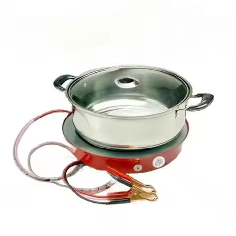 Car Electric Cooker Solar Induction Cooker 12V 24V DC Electric Rice Cooker Wok