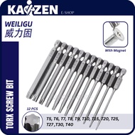 WEILIGU 1/4" Hex Shank Torx Bit