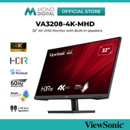 ViewSonic 32 Inch 4K UHD Monitor VA Panel Desktop PC Display Screen with Built-in Speaker (VA3208-4K