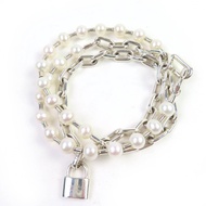 【5積分】成色極佳☆TIFFANY&Co. Tiffany HardWear 珍珠手鍊 中號 AG925 銀，含錶盒 重53克 女士 零售價¥423,500