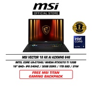 MSI Vector 18 HX AI A2XWHG 646 (18" QHD+ IPS 240hz/ U9-275HX/32GB DDR5/1TB/RTX5070Ti/Win11/2Y)