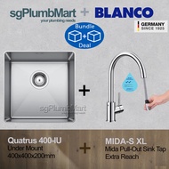 [Blanco Bundle] Blanco Quatrus R15 400-IU Stainless Steel Kitchen Sink + Blanco Sink Mixer (Mida-S XL / Mila-S)