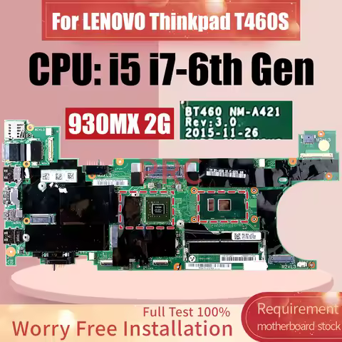 NM-A421 For LENOVO Thinkpad T460S Laptop Motherboard i5 i7 6th Gen 4G/8G RAM 00JT928 00JT967 00JT951