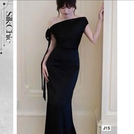 Đầm body lệch vai nơ cực sang quý phái cho nữ chất Tuyết nhung cao cấp 2 màu Trắng đen (Đầm váy thiế